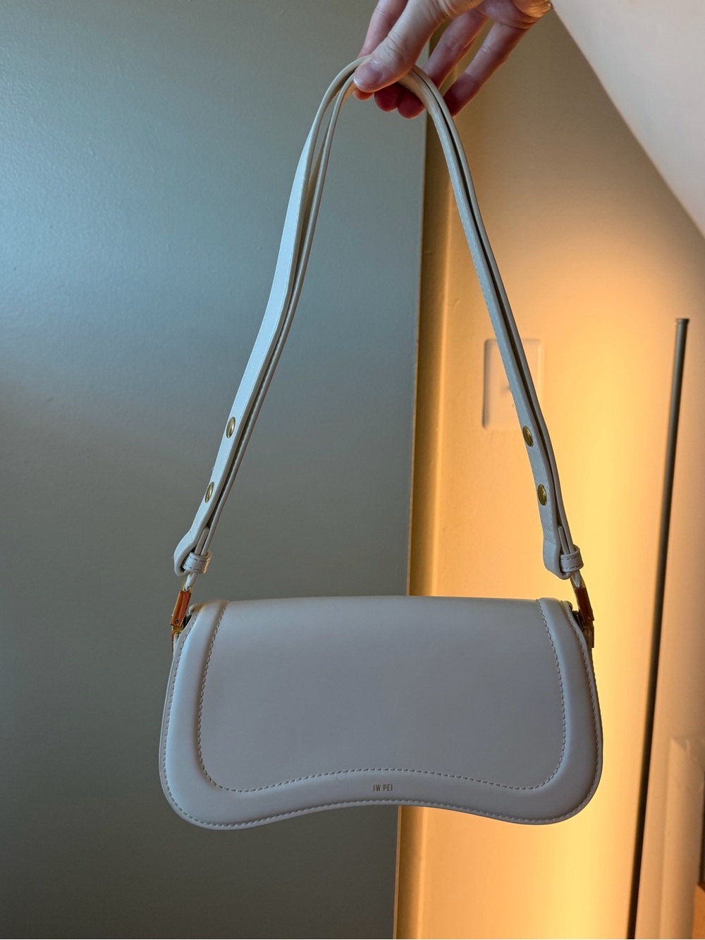 JW PEI Joy Shoulder Bag White Vegan Leather Gold Hardware